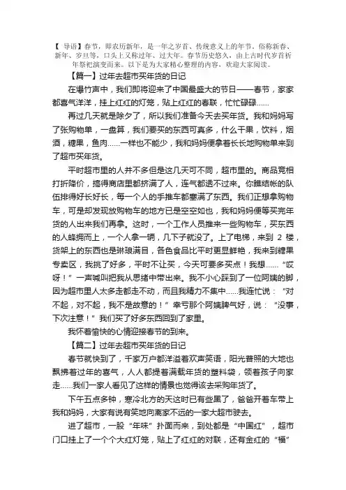 过年去超市买年货的日记五篇
