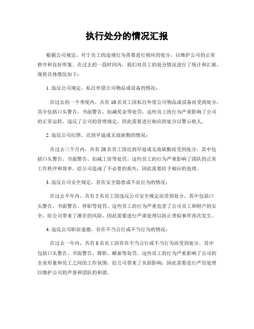 执行处分的情况汇报