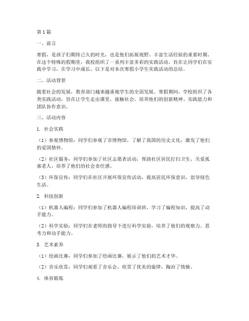 寒假小学生实践活动总结(3篇)