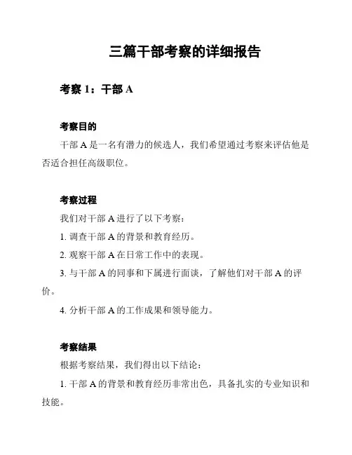 三篇干部考察的详细报告
