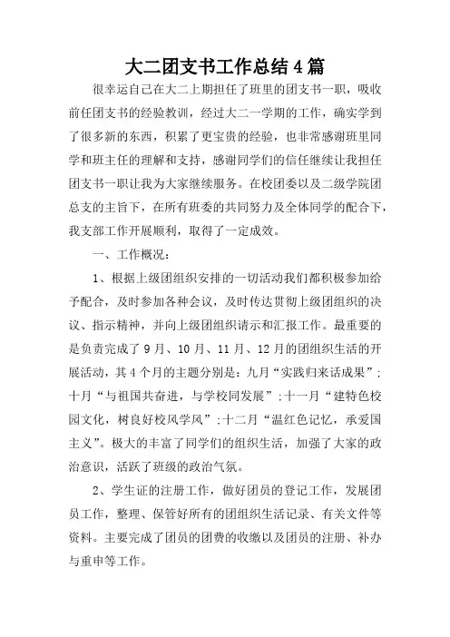 大二团支书工作总结4篇