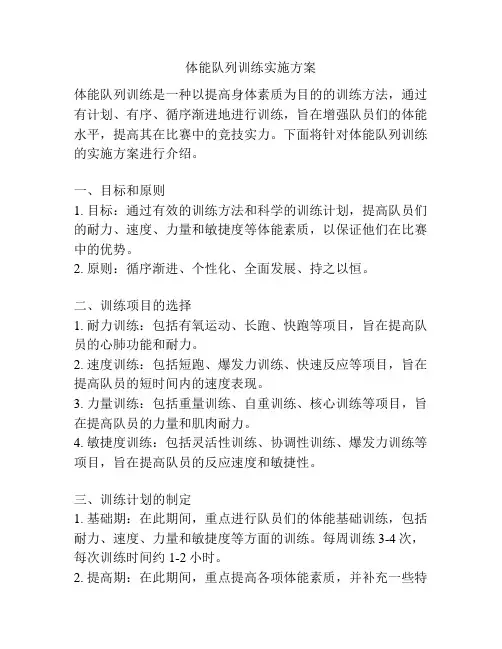 体能队列训练实施方案