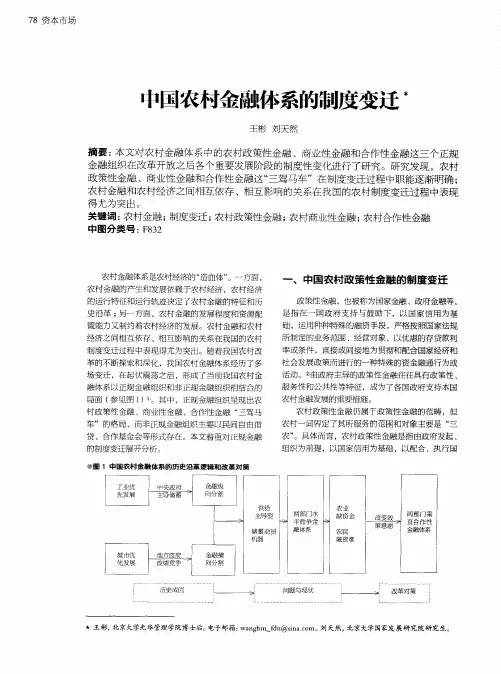 中国农村金融体系的制度变迁