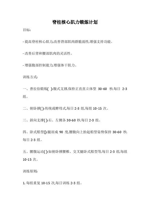 脊柱核心肌力锻炼计划