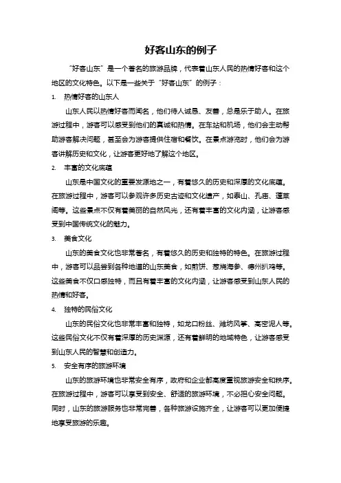 好客山东的例子