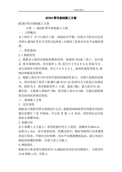 QTZ63塔吊基础施工方案(精简版)