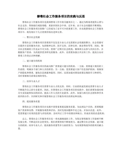 禁毒社会工作服务项目的实践与反思