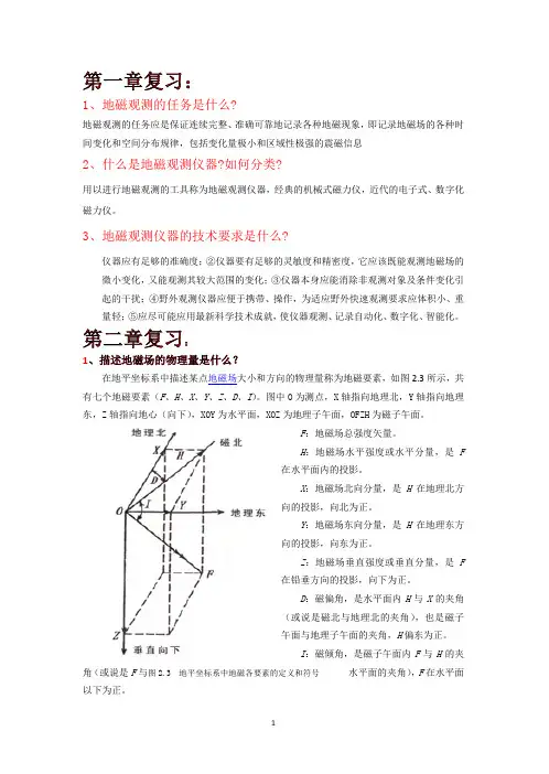地磁学各章重点复习资料