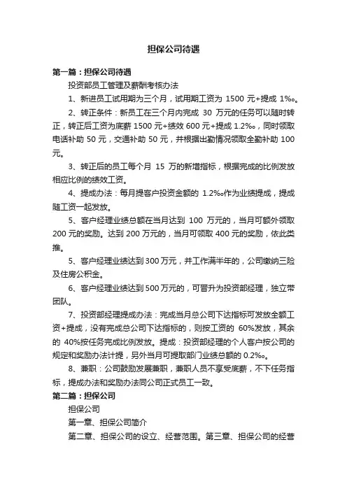 担保公司待遇