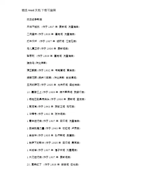 2021年经典抗日战争歌曲三十首唯美