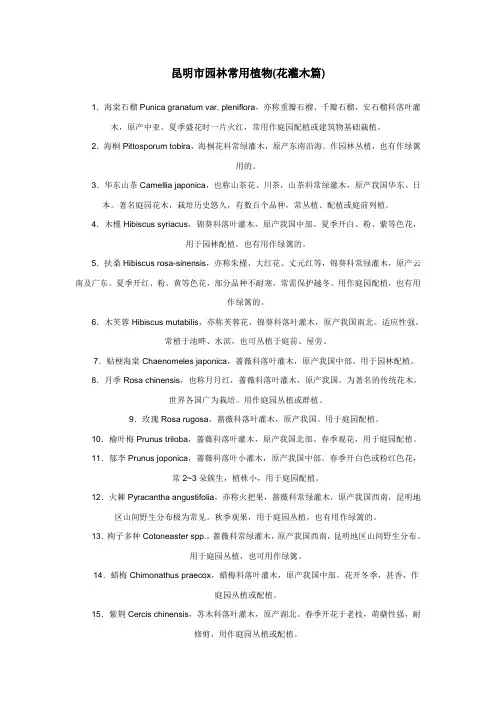 昆明市园林常用植物