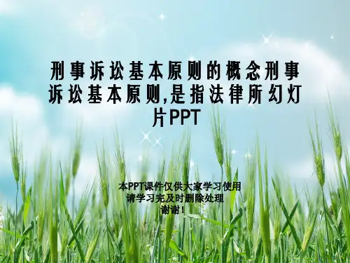 刑事诉讼基本原则的概念刑事诉讼基本原则,是指法律所幻灯片PPT