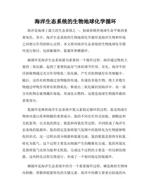 海洋生态系统的生物地球化学循环