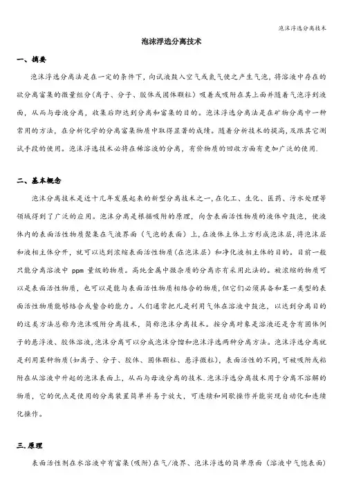 泡沫浮选分离技术