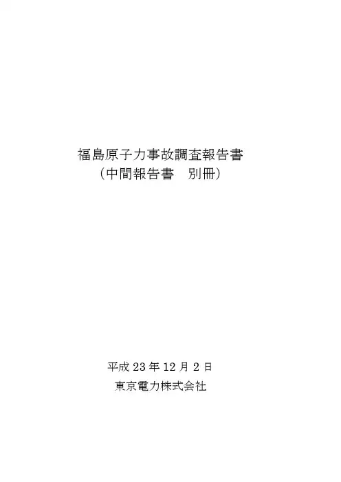 福岛核电站事故调查报告书-东电公司