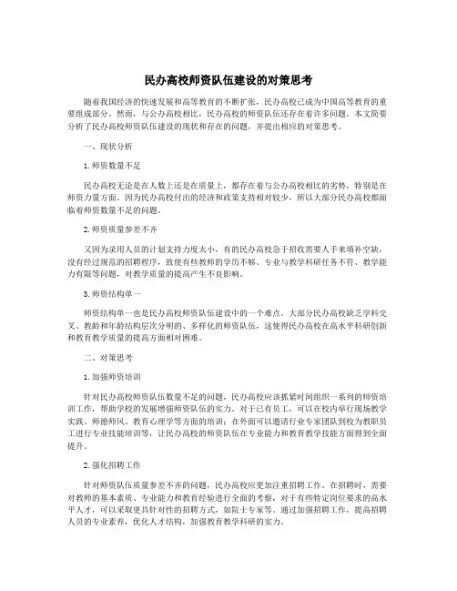 民办高校师资队伍建设的对策思考