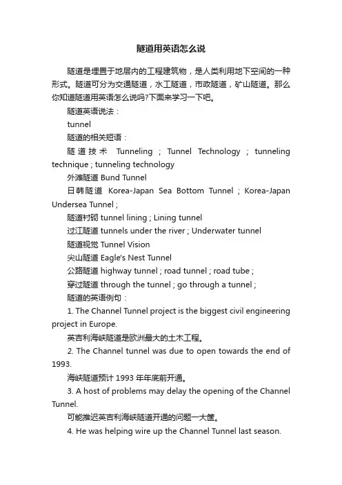 隧道用英语怎么说