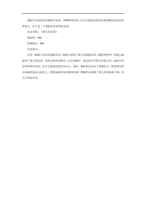 摄影作品说明怎么写范例