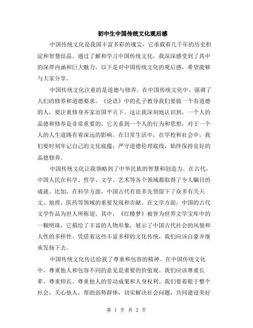 初中生中国传统文化观后感