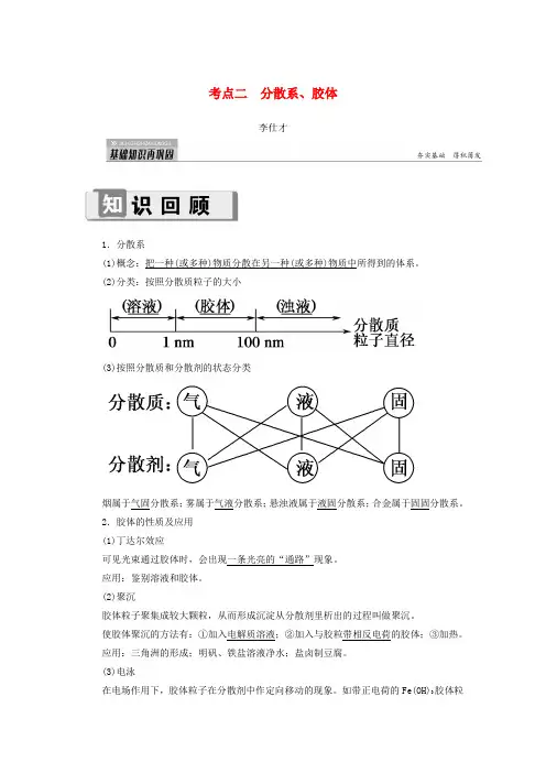 2019高考化学 第2章(化学物质及其变化)第1节 物质的分类 考点(2)分散系、胶体讲与练(含解析)