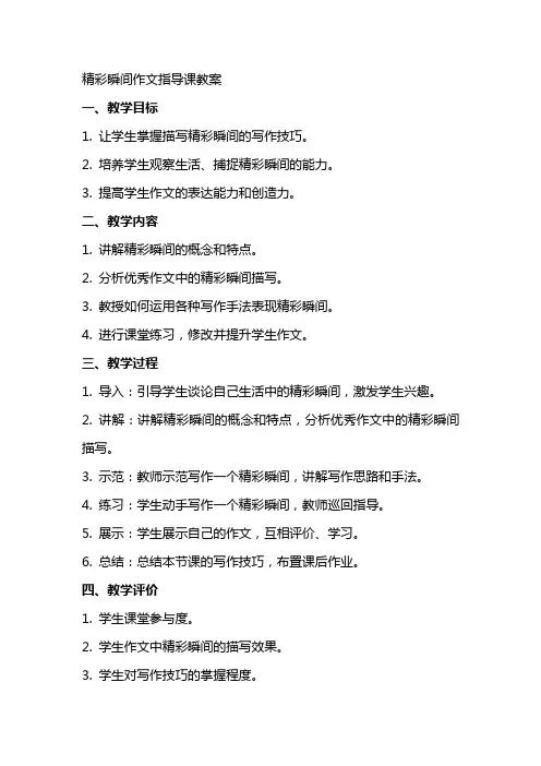 精彩瞬间作文指导课教案