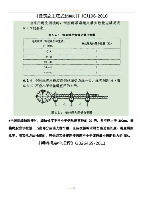 起重吊装钢丝绳插编和卡扣使用规定