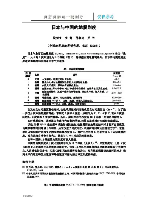 日本与中国的地震烈度(内容清晰)