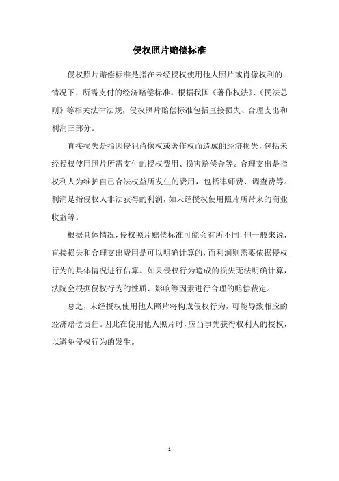 侵权照片赔偿标准