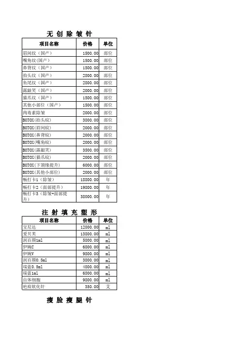 无创价格表
