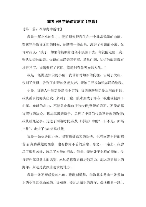 高考800字记叙文范文【三篇】