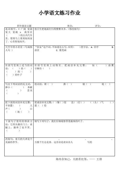 小学四年级语文学习天地IV (4)