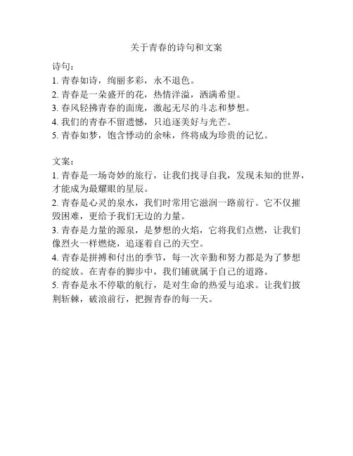关于青春的诗句和文案