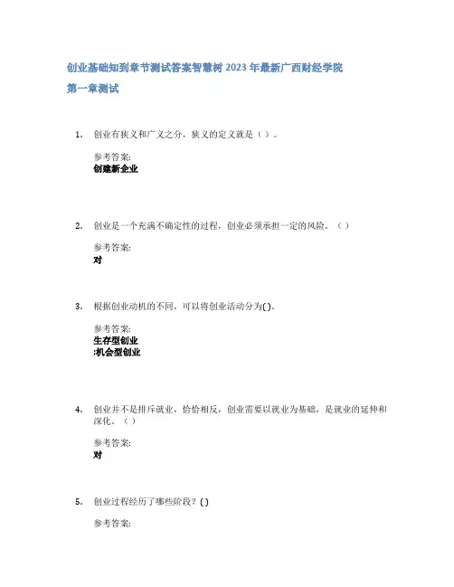创业基础知到章节答案智慧树2023年广西财经学院