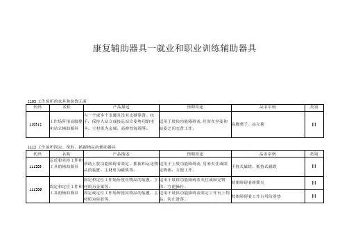 康复辅助器具—就业和职业训练辅助器具