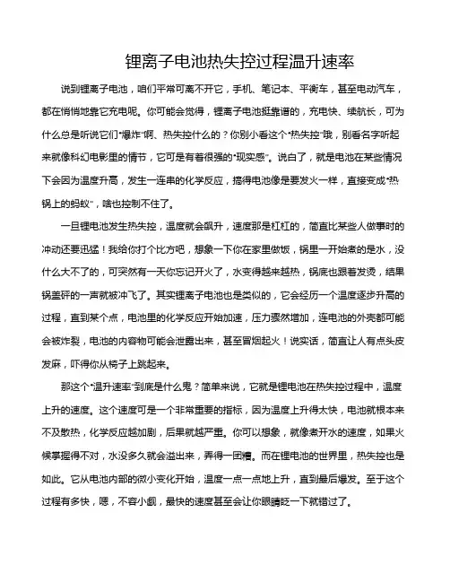 锂离子电池热失控过程温升速率