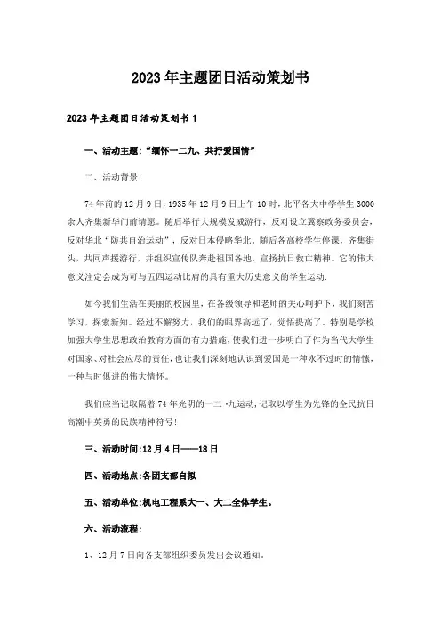 2023年主题团日活动策划书_2