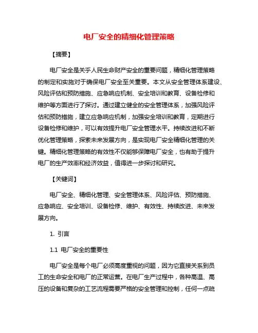 电厂安全的精细化管理策略