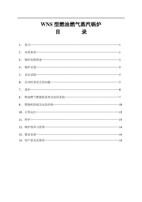 WINS型燃油燃气蒸汽锅炉使用说明书