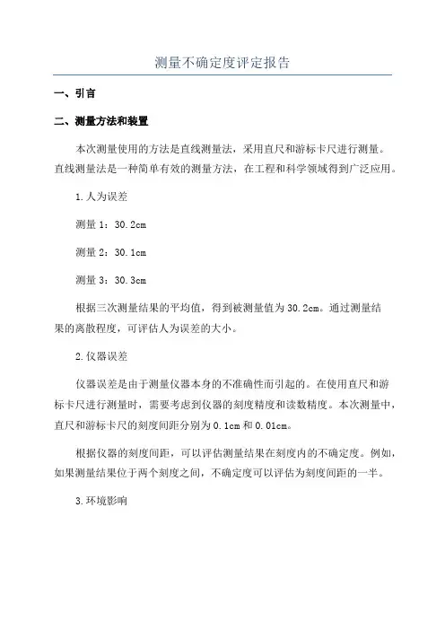 测量不确定度评定报告