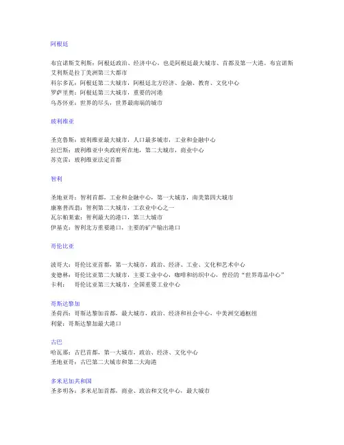 西语国家主要城市及简介