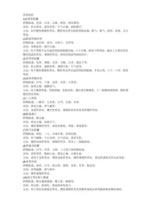 养胃的药