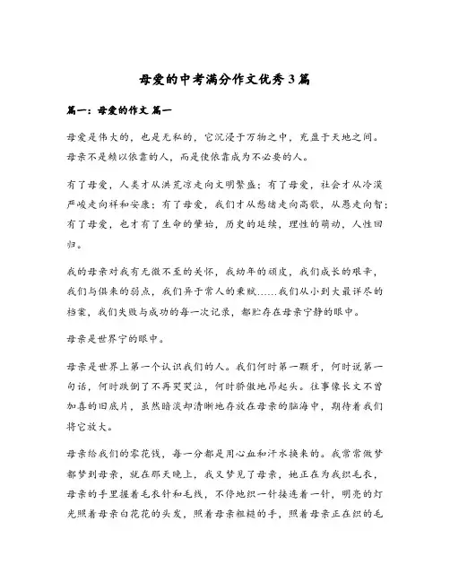 母爱的中考满分作文优秀3篇