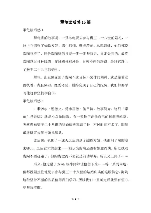 犟龟读后感15篇