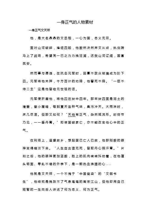 一身正气的人物素材