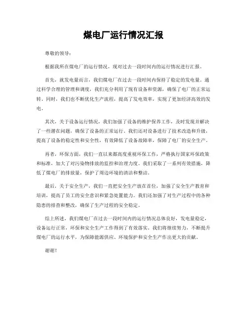 煤电厂运行情况汇报