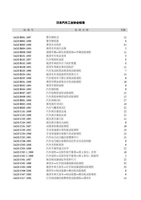 日本汽车工业协会标准(jaso)