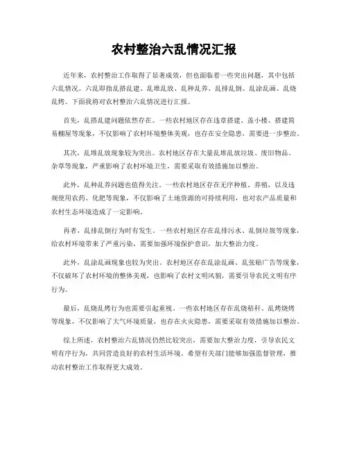 农村整治六乱情况汇报