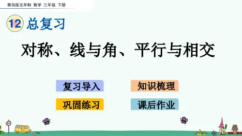 青岛版(五四制)三年级数学下册 总复习《对称、线与角、平行与相交》PPT课件