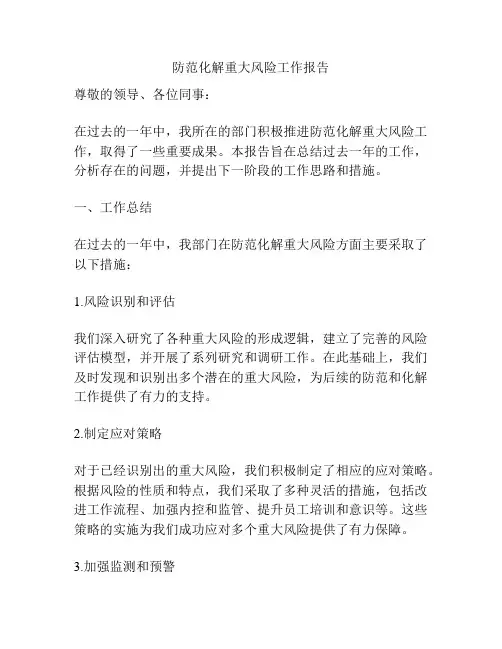 防范化解重大风险工作报告