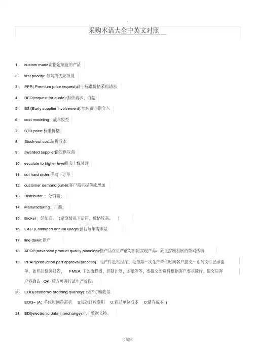 采购专业术语大全